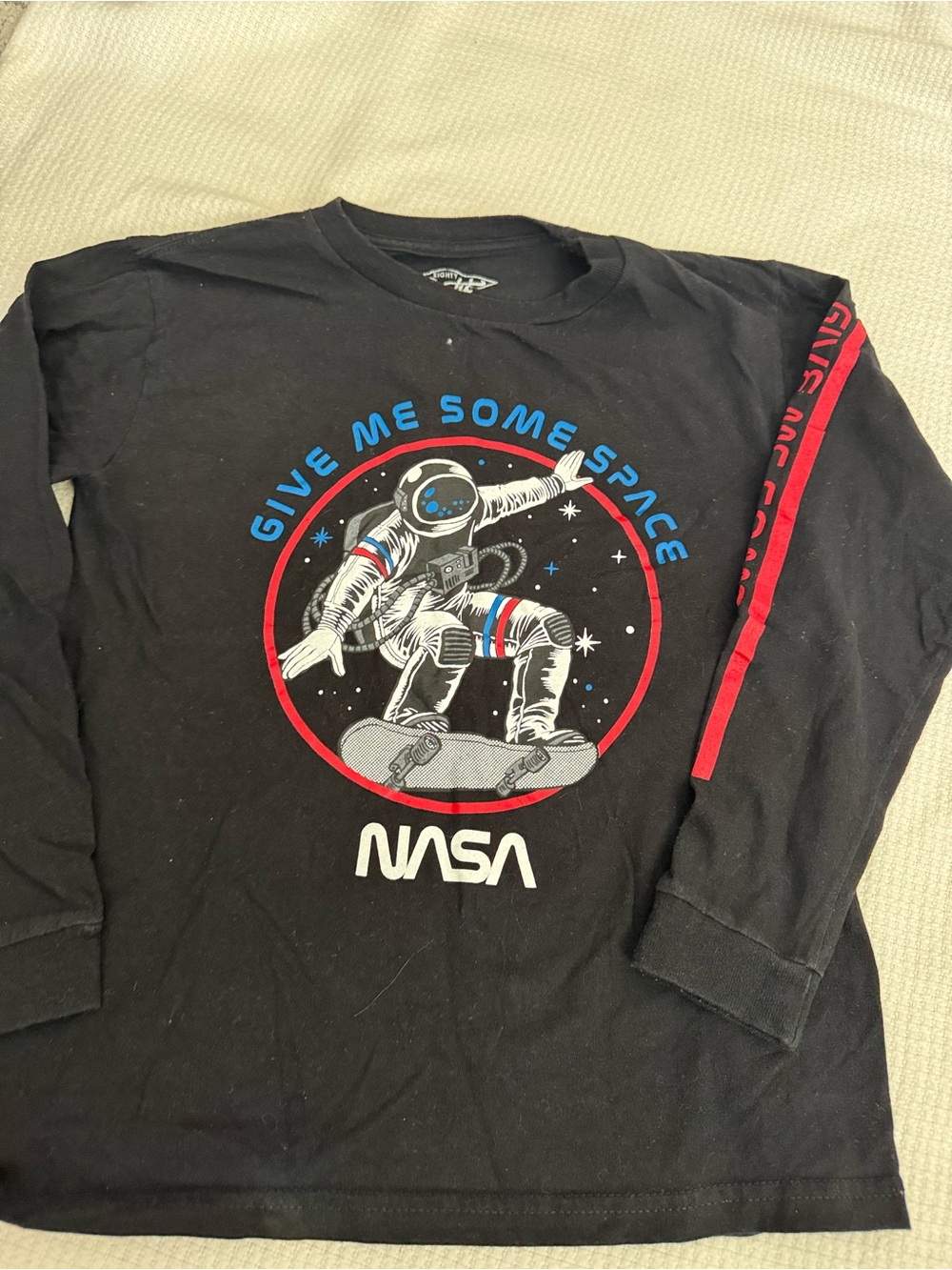 Eighty Eight Black NASA Astronaut Graphic Tee with Red & Blue Accents